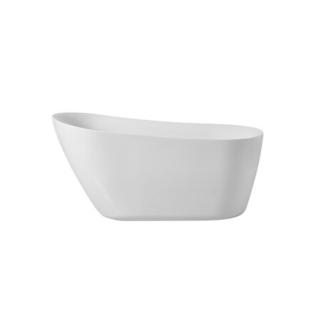 Elegant Decor 59 Inch Soaking Single Slipper Bathtub In Glossy White BT10859GW